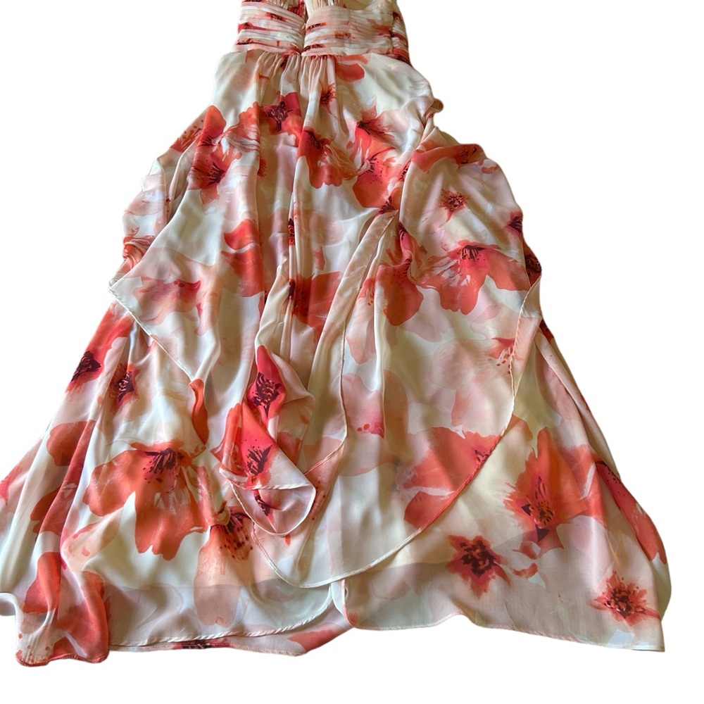 Eliza j fairycore floral romantic layer flowy maxi sz 4 dress whimsical coral - Picture 13 of 16